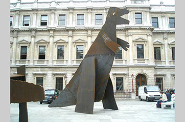 Corten steel dinosaur sculptures by the Chapman brothers