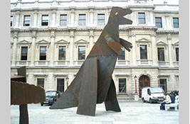 Corten steel dinosaur sculptures by the Chapman brothers