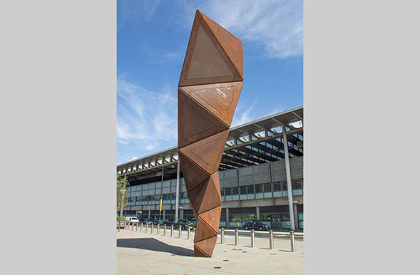 Paradigm corten steel sculpture by Conrad Shawcross