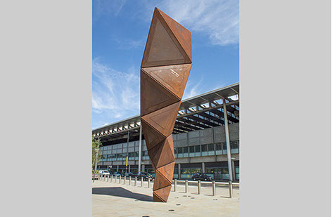 Paradigm corten steel sculpture by Conrad Shawcross