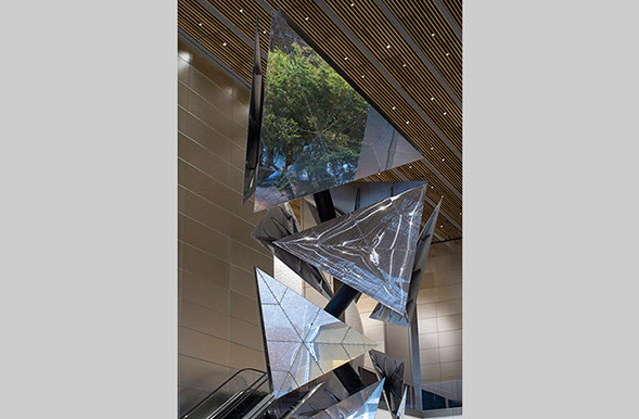 Exploded paradigm stainless steel sculpture by Conrad Shawcross