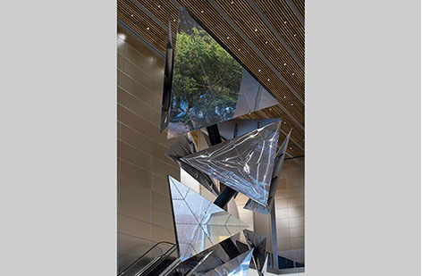 Exploded paradigm stainless steel sculpture by Conrad Shawcross