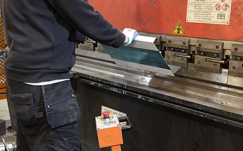 Applying the final fold on a channel using our press brake